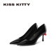 KISSKITTY约会高跟鞋 女气质高级不累脚御姐性感黑色尖头单鞋 细跟