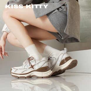 KISSKITTY星迹 厚底老爹鞋女2026春季新款增高运动休闲鞋羊皮垫