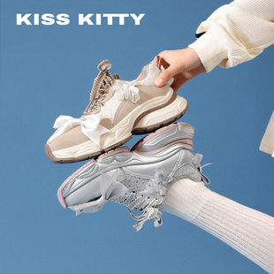 KISSKITTY老爹鞋女款2026春季新款女鞋厚底增高休闲鞋百搭运动鞋