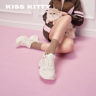KISSKITTY小猫耳 厚底老爹鞋羊皮垫26春季新款百搭增高运动休闲鞋