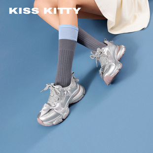 KISSKITTY老爹鞋女款2026春季新款女鞋厚底增高休闲鞋百搭运动鞋