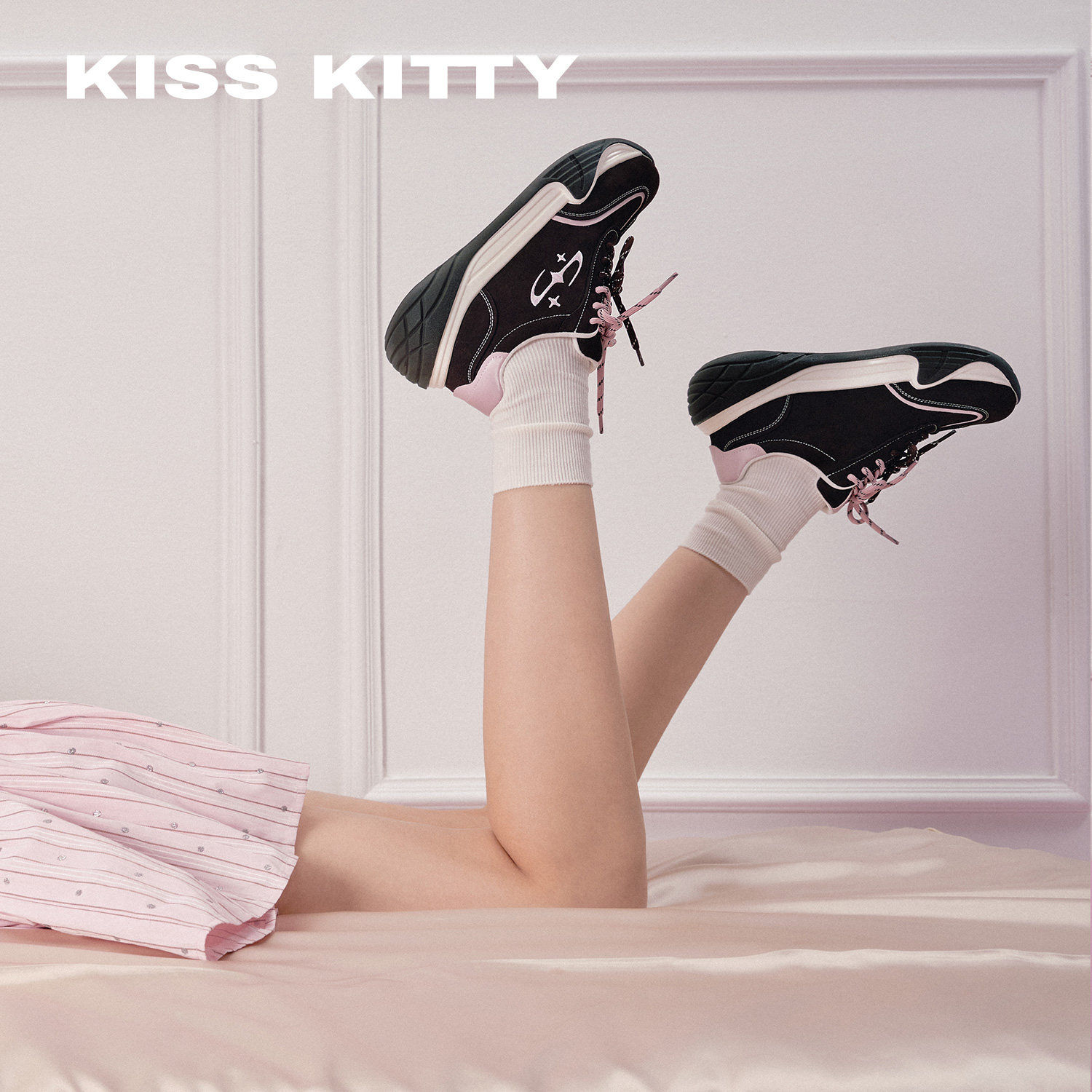 KISSKITTY草莓可可 厚底德训鞋女26年新款不累脚运动休闲鞋羊皮垫,女鞋,德训鞋,淘宝优惠券,粉丝福利购,淘宝优惠卷