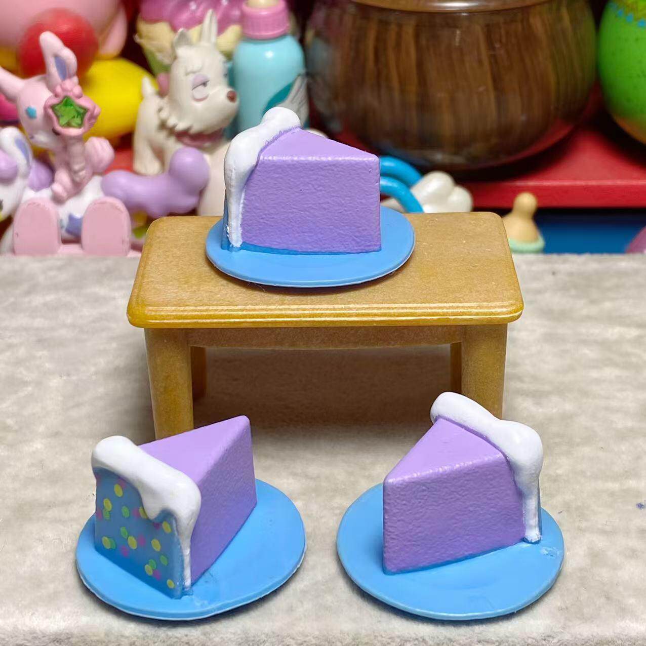 【Dreamer】正版散货食玩配件仿真蓝色盘子紫色三角切块蛋糕