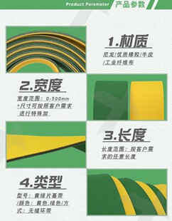 尼龙片基带黄绿工业平皮带 同步带高速传动带传送带纺织龙带锭带