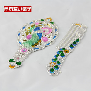 正品景泰蓝 民族风 镂空 化妆镜 便捷镜 铜复古小镜子随身携带