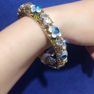 复古景泰蓝手镯女款个性镀金手环镯子出国送老外创意北京现代礼品