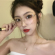 网红同款 带链条眼镜街拍大框大脸显瘦眼镜框女复古防蓝光平光镜架
