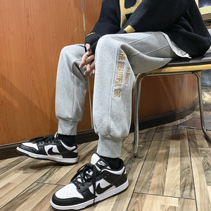 现货卫裤！男女中性宽松字母刺绣休闲束脚运动裤NB688-P50加绒P55图片