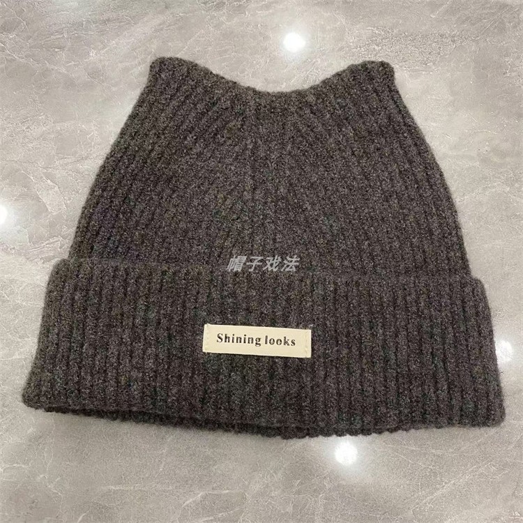 薄百搭保暖尖耳朵平纹显瘦韩版男女情侣学生秋冬季盖耳针织翻边帽