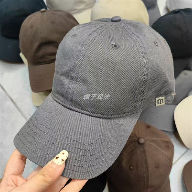 棉布百搭彩色净版侧小牌显瘦低调遮阳圆顶男女春季韩版软顶棒球帽