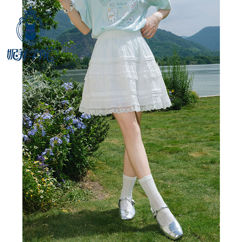 芭蕾风蓬蓬裙白色少女蛋糕裙子初高中学生夏季显瘦半身裙短裙棉
