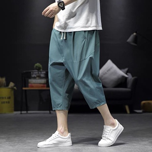 25夏新款尼龙四面弹冰丝超薄七分裤男灯笼裤萝卜裤哈伦裤K228-p45图片