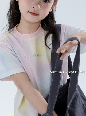 NGT110-120码粉丝福利夏季女童95%棉短袖t恤柔软清凉透气炫彩洋气