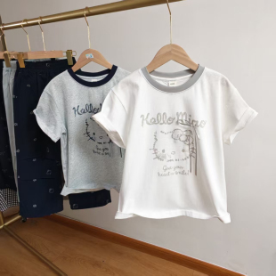 女童短袖 大童夏季 t恤柔软透气清凉小学生初中生上衣 170码 130