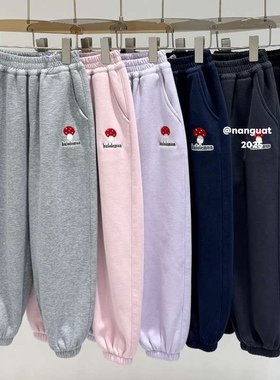 实用好穿120-160码NGT冬季女童加绒运动裤柔软可爱小蘑菇一体绒