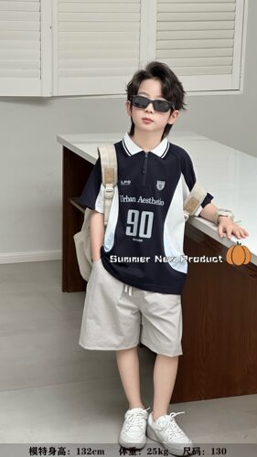 尺码足NGT夏季男童短袖t恤纯棉柔软透气polo领洋气好穿上衣