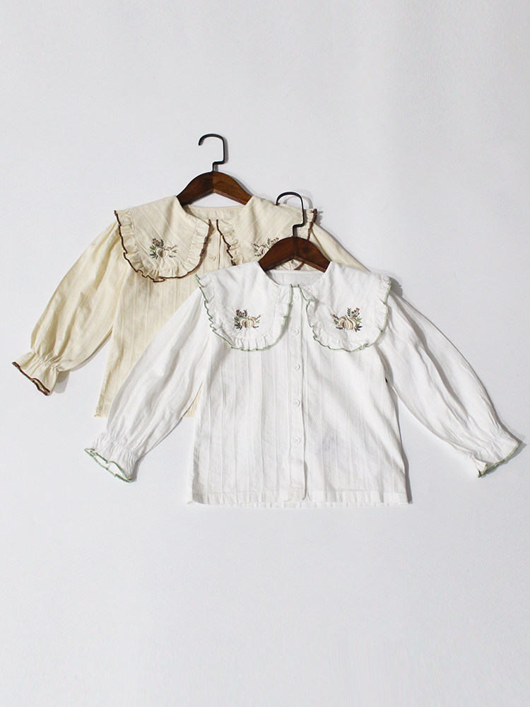 轻薄透气chao柔软～春秋女童纯棉衬衣翻领娃娃衫刺绣南瓜好搭甜美,童装/婴儿装/亲子装,衬衫,淘宝优惠券,粉丝福利购,淘宝优惠卷