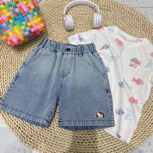 清货110码120码NGT夏季女童短裤chao柔软薄牛仔裤好搭女宝裤子