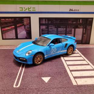 仿真保时捷911TurboS合金声光回力开门模型车内摆件儿童玩具1