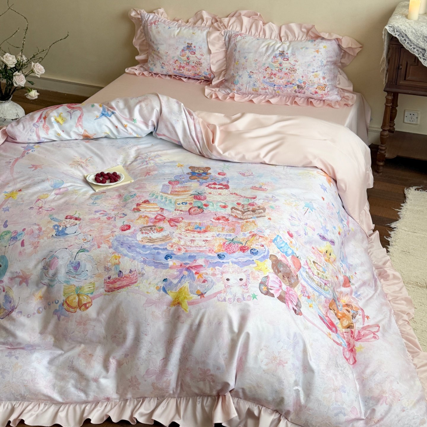 卡通梦幻少女数码印花长绒棉四件套全棉纯棉可爱儿童被套床上用品,床上用品,床品套件/四件套/多件套,淘宝优惠券,粉丝福利购,淘宝优惠卷