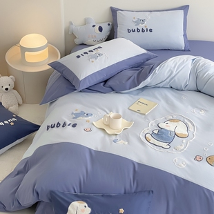 卡通风儿童100S纯棉磨毛4四件套全棉被套床上用品床单三件套男孩4