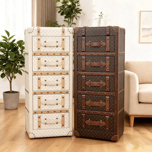 【ZC·宗宸家居】奶油中古复古五斗柜卧室客厅储物柜56x46x134cm