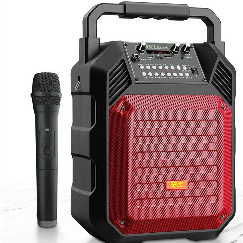 奇际A6数字点歌手提蓝牙小音箱遥控户外音响带无线话筒扩音器广场