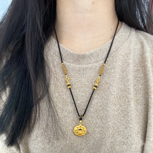 新款纯手工编织精工高端八股桃花结吊坠项链绳高级可调节毛衣链