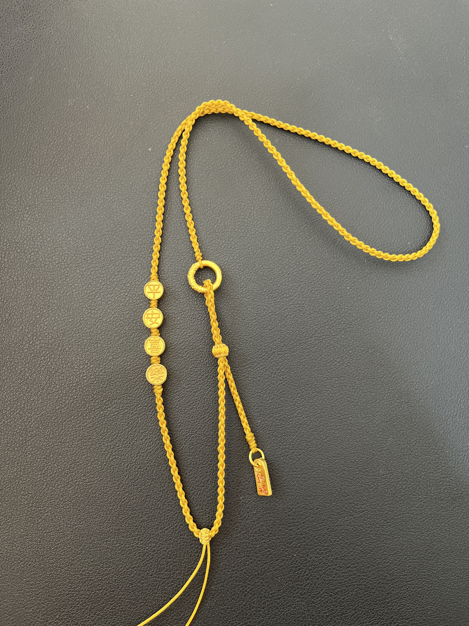 原创新款纯手工编织四股细款平安喜乐项链绳可调节精美女士毛衣链