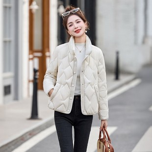 小香风羽绒服女短款今年新款高级感小个子修身显瘦保暖白鸭绒外套