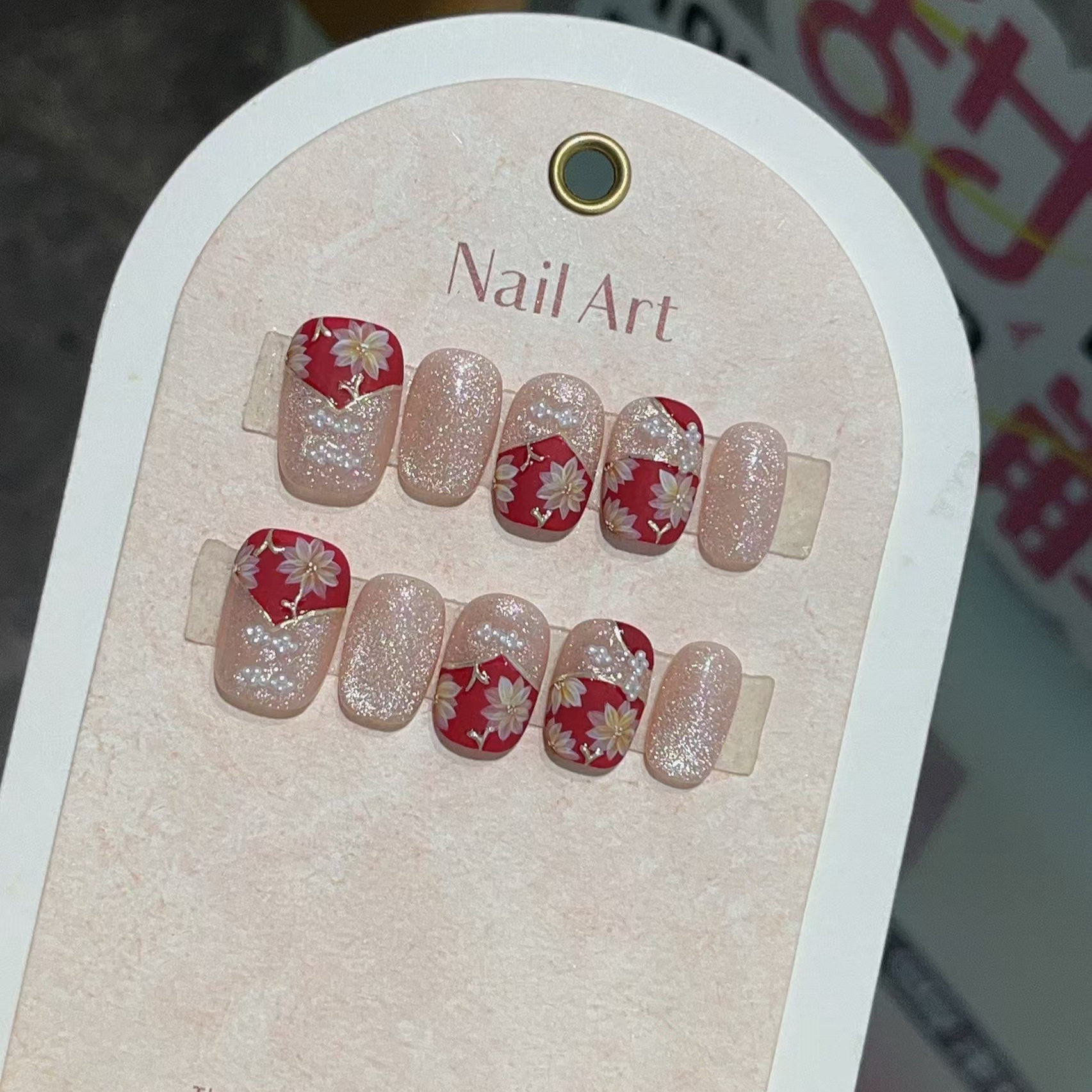 【木兰】中式国风手绘精致纯手工穿戴甲短款高级新年红色美甲中长,彩妆/香水/美妆工具,穿戴甲/甲片,淘宝优惠券,粉丝福利购,淘宝优惠卷