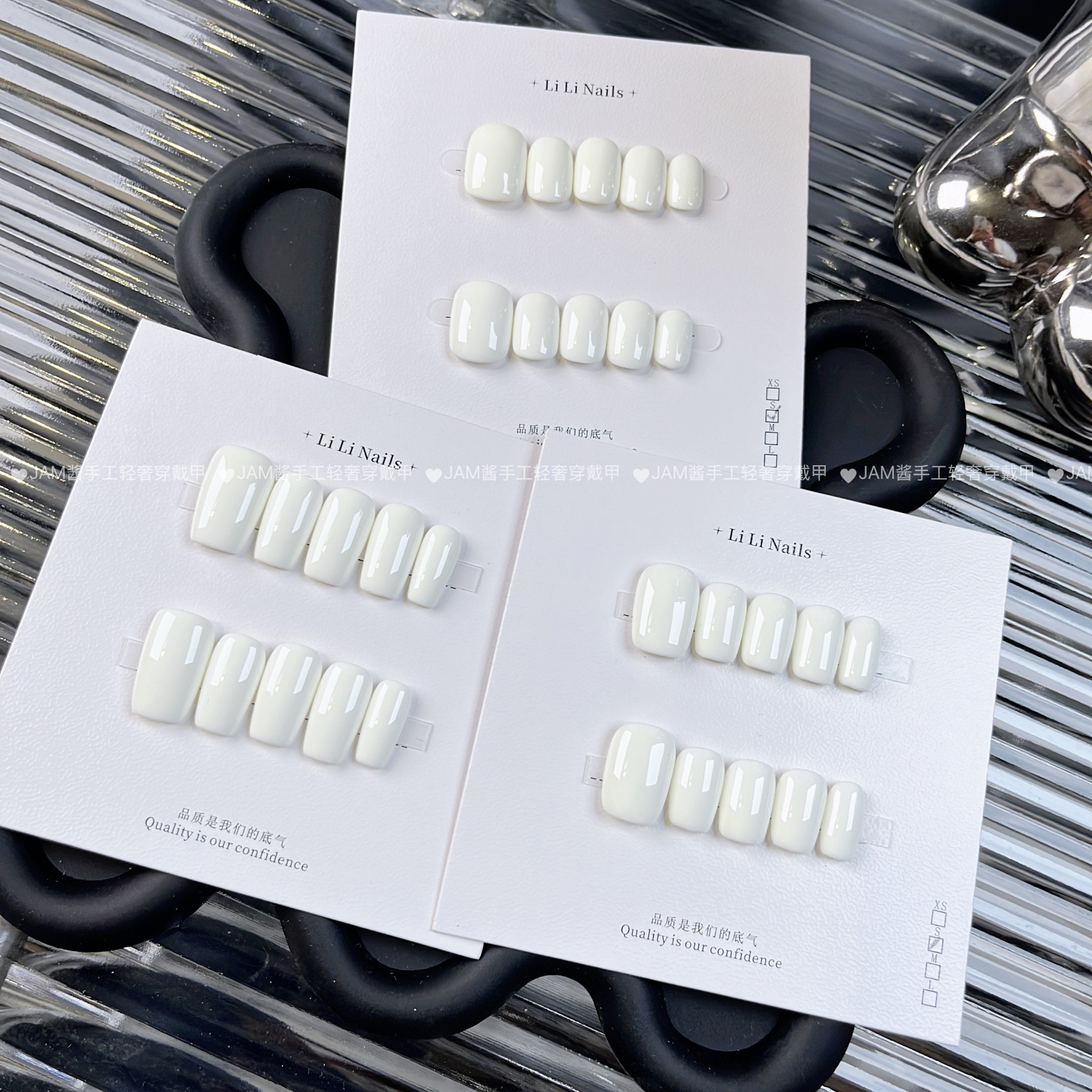 露思白 新款纯手工穿戴甲短款简约纯色高级纯白色美甲贴片高级感