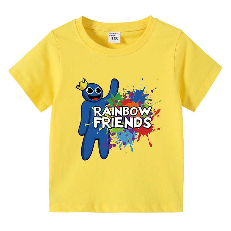Rainbow friends彩虹朋友童装短袖T恤纯棉透气夏季衣服男女童9岁