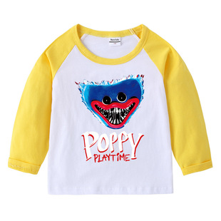 儿童纯棉长袖上衣女童宝宝打底衫7秋装8岁9波比蓝猫poppy卡通T恤