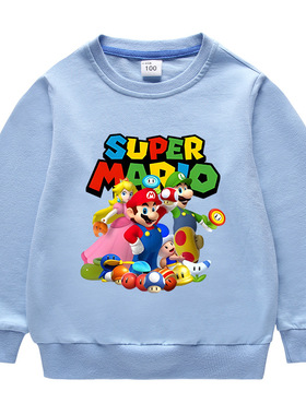 马里奥Mario男童纯棉卫衣春秋薄款外套外贸百分百棉童装7上衣8岁9