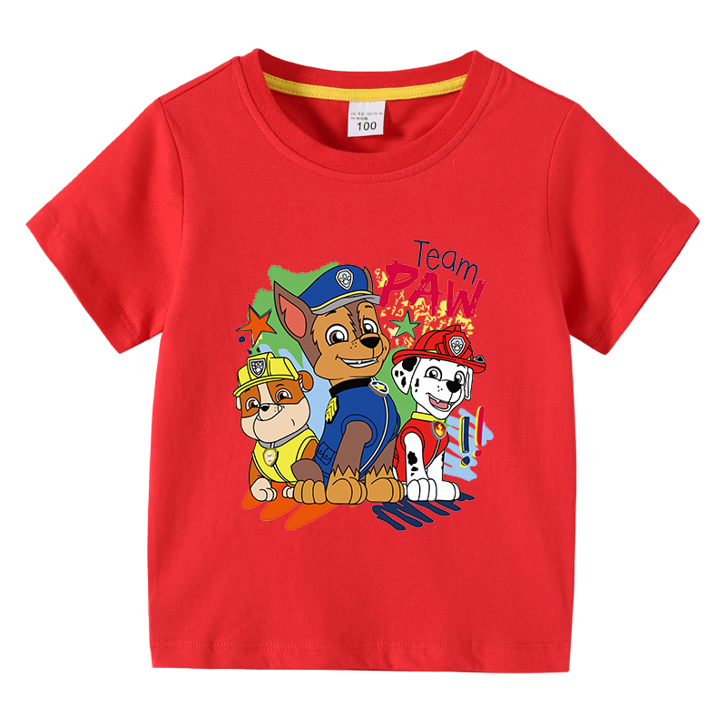 汪汪队PAW Patrol儿童衣服童装男女童短袖T恤夏装宝宝纯棉上衣3岁