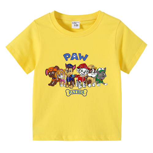 汪汪队PAW Patrol童装衣服男童短袖T恤夏装女宝宝纯棉上衣打底衫