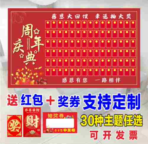 定制周年庆典幸运红包墙抽奖品墙开业报名招生51节庆活动海报背景