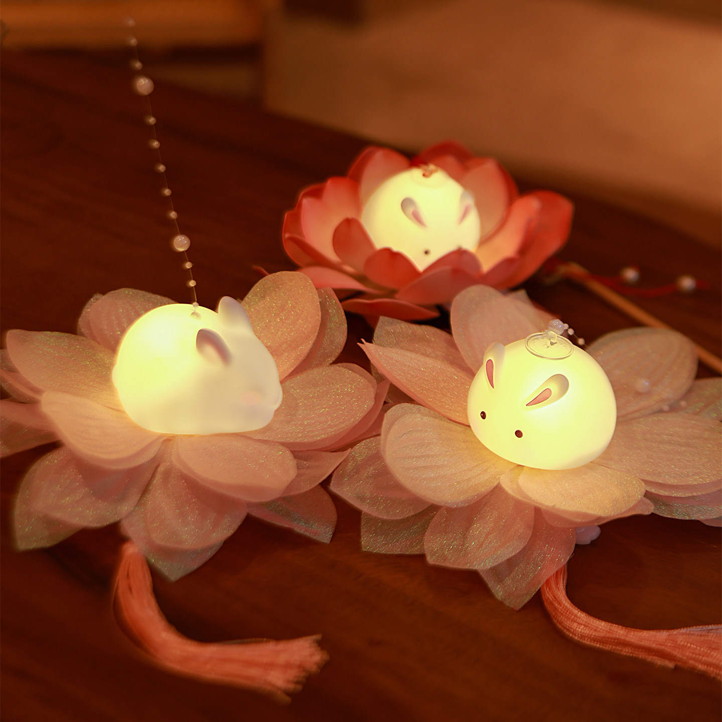 中秋节灯笼儿童手提莲花兔子灯图片