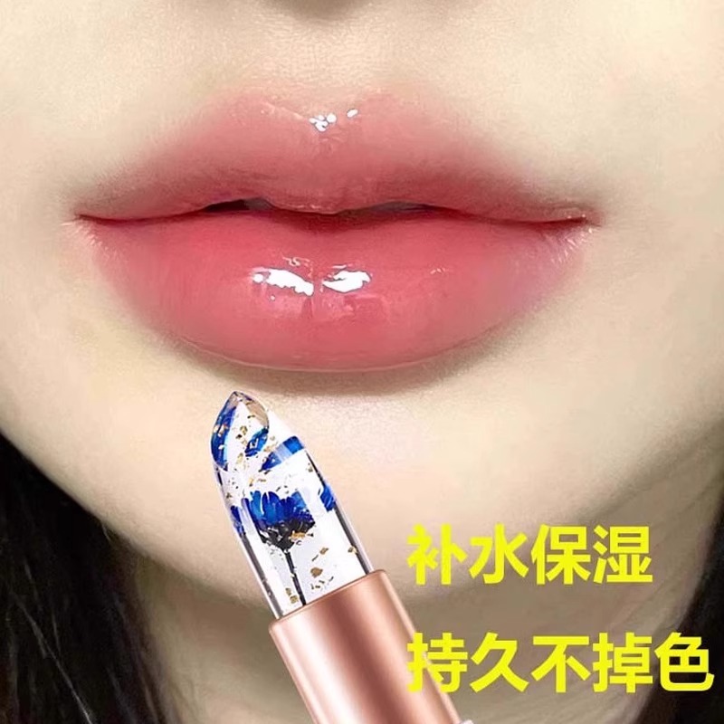 温变润唇膏花瓣果冻变色