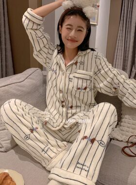卡仙米情侣珊瑚绒加厚加绒家居服