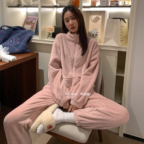 卡仙米女珊瑚绒加厚睡衣可外穿