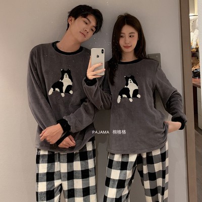 卡仙米情侣珊瑚绒可爱卡通睡衣