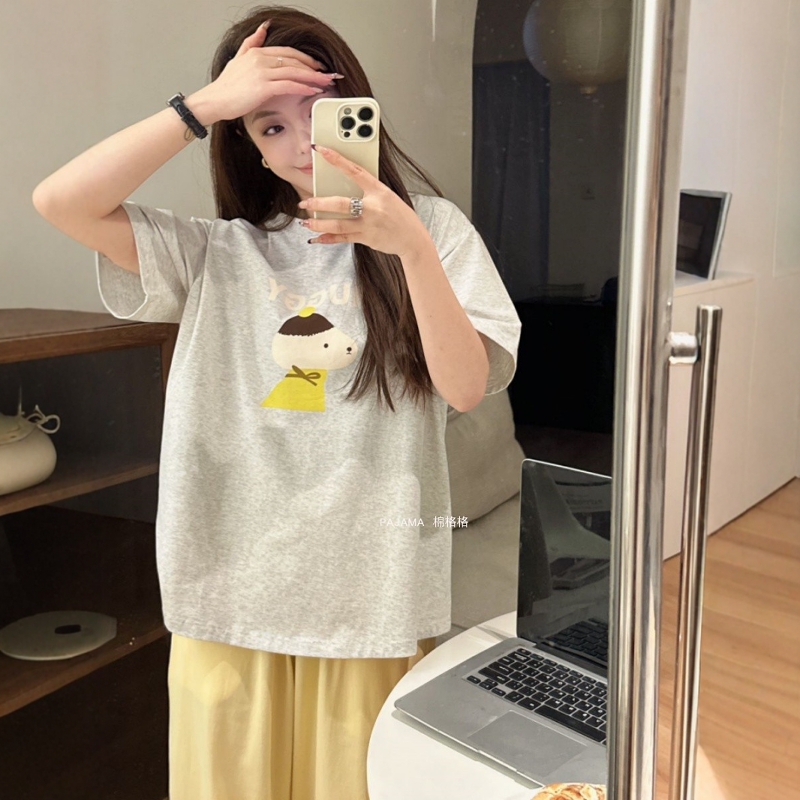 睡衣女春夏季新款短袖长裤纯棉薄款可爱卡通休闲可外穿家居服套装