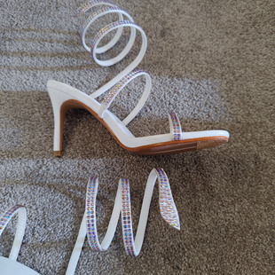 8CM白色蛇形水钻高跟凉鞋婚鞋名媛优雅气质时装性感攻速鞋晚礼服