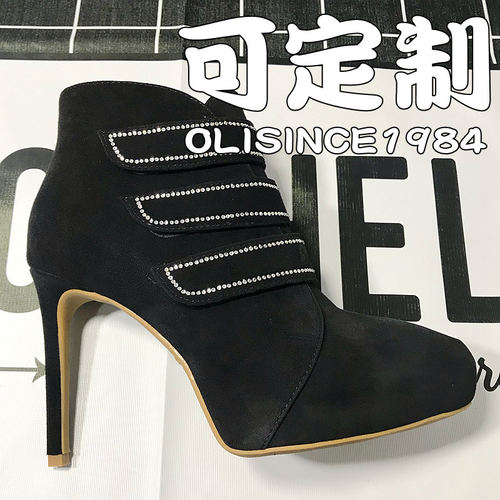 10CM超高跟防水台走秀水钻马丁靴