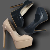 15CM防水台裸色真皮黑色尖头细跟礼仪夜场走秀高跟鞋 单鞋 婚鞋 女鞋