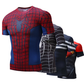 男士 紧身衣跑步运动速干t恤跑步健身衣蜘蛛侠超人美国队长训练服