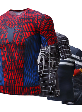 男士紧身衣跑步运动速干t恤跑步健身衣蜘蛛侠超人美国队长训练服