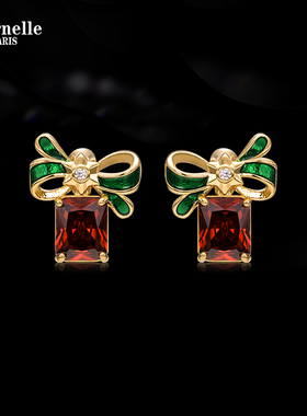 Eternelle法国永恒圣诞甜心蝴蝶结耳饰时髦甜美设计耳环生日礼物